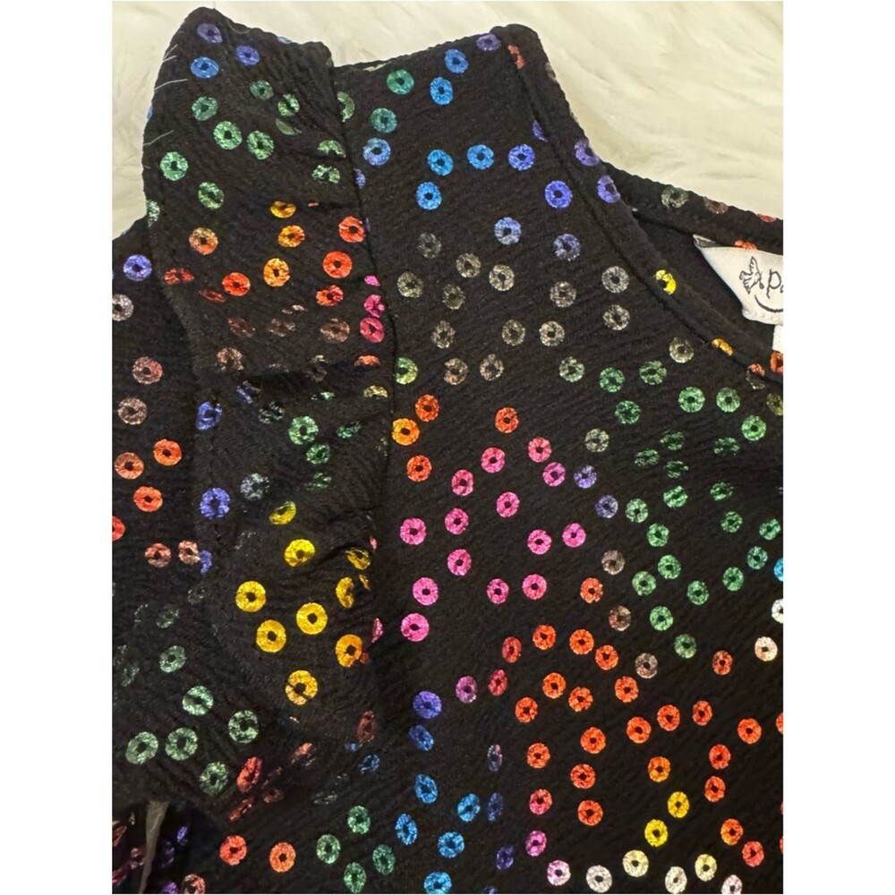 Pippa & Julie Black Long-Sleeve Dress with Rainbow Sequin Dots - Picture 4 of 11